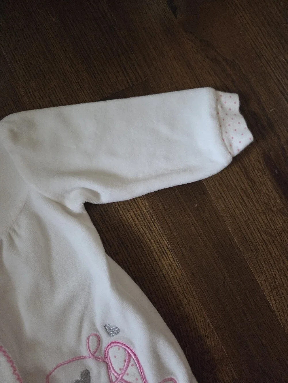 Caeters 6M Girls White Velour Ballet Slipper Romper